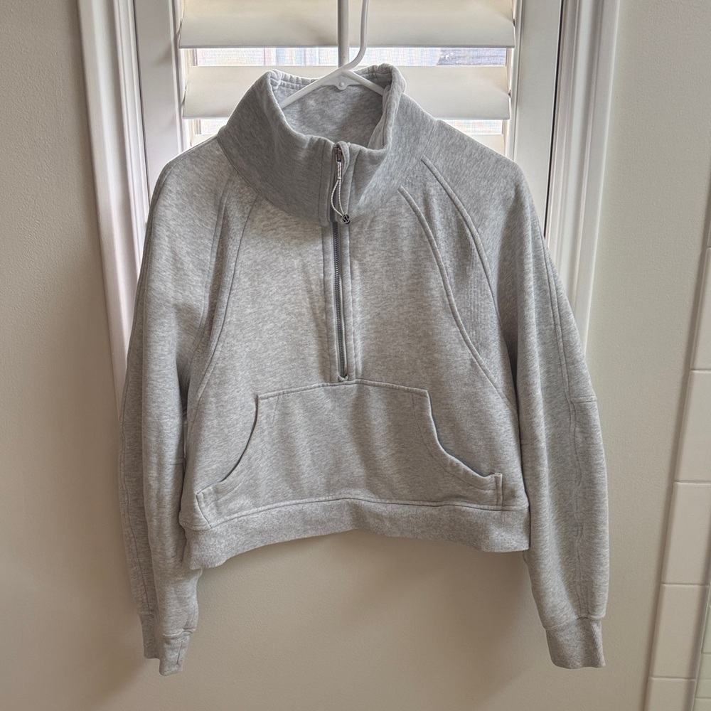 lululemon athletica Gray Half-Zip wunder cropped Sweatshirt
